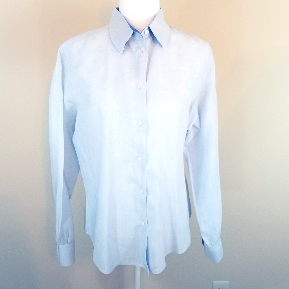 Loro Piana Light Blue Long Sleeve Size 50 Blouse C